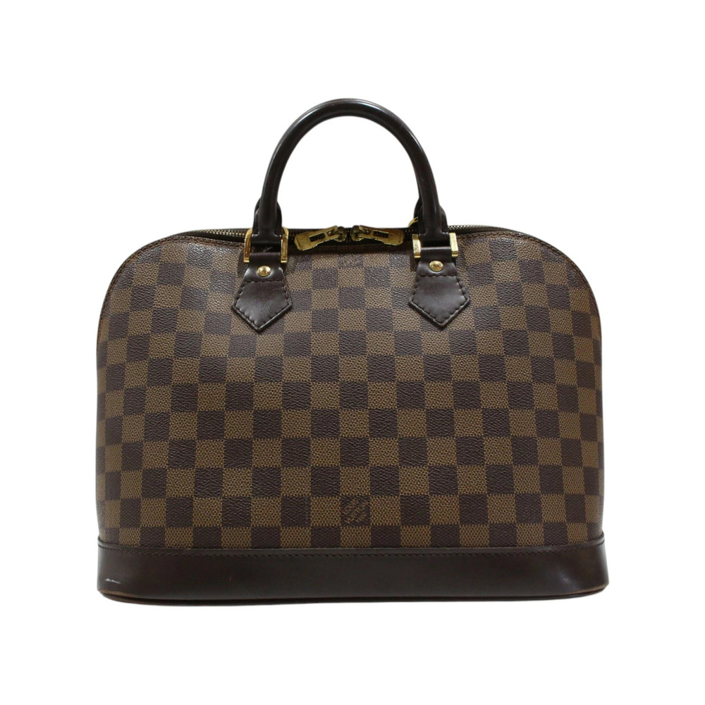 LOUIS VUITTON Alma Handbag Damier Ebene Brown Canvas Brown